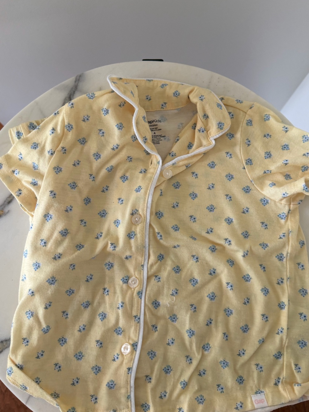 Kids Yellow Floral Button-Up Pajamas Gap Kids